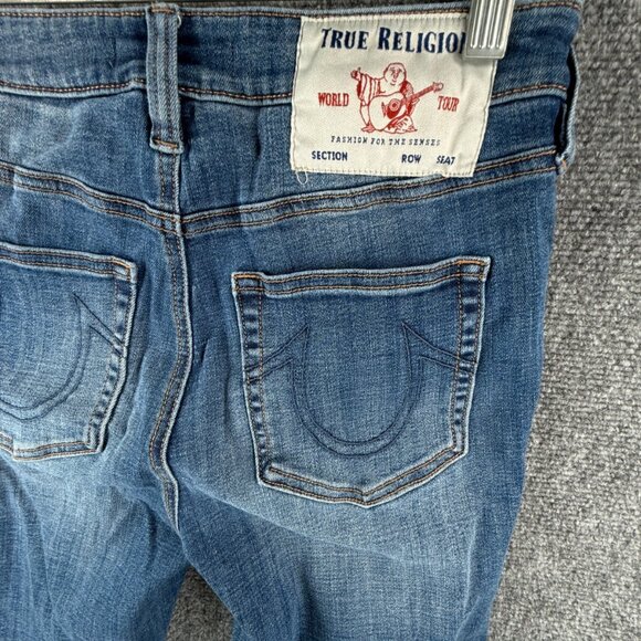 True Religion Halle Mid Rise Super Skinny Jeans Stretch Size 28x27.5 Blue Urban - Picture 13 of 15